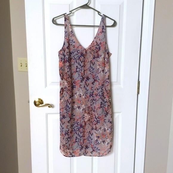 CAbi Fresco Boho slip dress - gray, navy, orange - Small #5049 - Picture 3 of 6